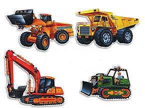 Cutout Construction Vehicles Pk4
