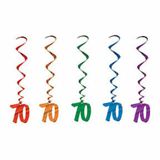 Dangling Birthday Whirls - 70th Assorted Colours