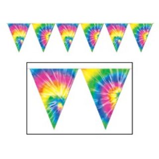 Retro Tie-Dyed Pennant Banner