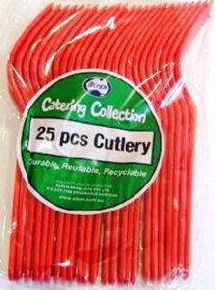 Cutlery Forks Red Pk25