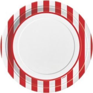Plates Stripes Red 22cm Pk8