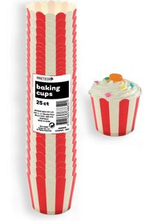 Baking Cups Red Stripes Pk25