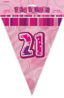 Banner Glitz Pink Flag Bunting 21