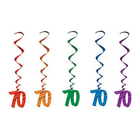 Dangling Birthday Whirls - 70th Assorted Colours