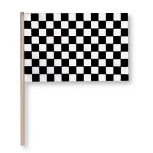 Flag Black/white check 15cmx10cm wood stick