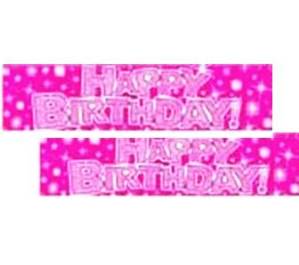 Banner Happy Birthday Pink Sparkle