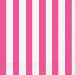 Napkins Stripes Lunch Hot Pink Pk16
