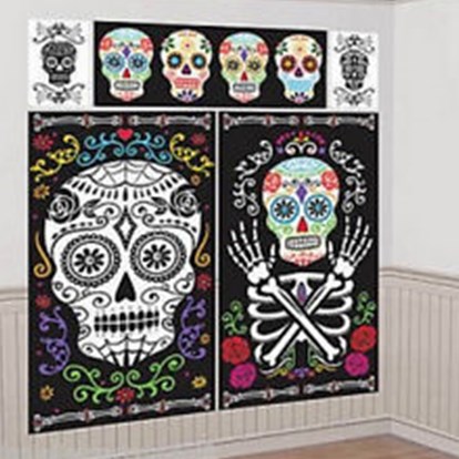 Halloween Wall Day of The Dead Pk5