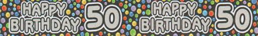 Banner Happy Birthday 50th Black Dots