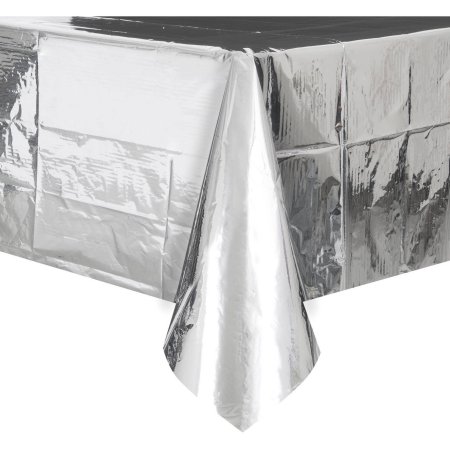 Table Cover Plastic Metallic Silver