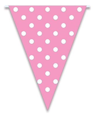 Flag Bunting Dots - Light Pink 28cm x 5M