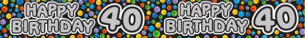 Banner Happy Birthday 40th Black Dots